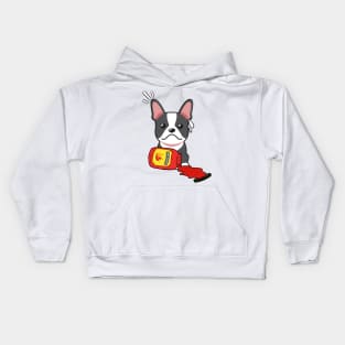 Cute French Bulldog spilled a jar of hot sauce Kids Hoodie